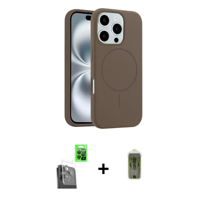 MARSİLYAN™- iPhone 16 Pro Max Kılıf Yankı Form Serisi - Siyah Joko Magic 5D Hayalet Cam + Raze Metal Kamera Lens - SH