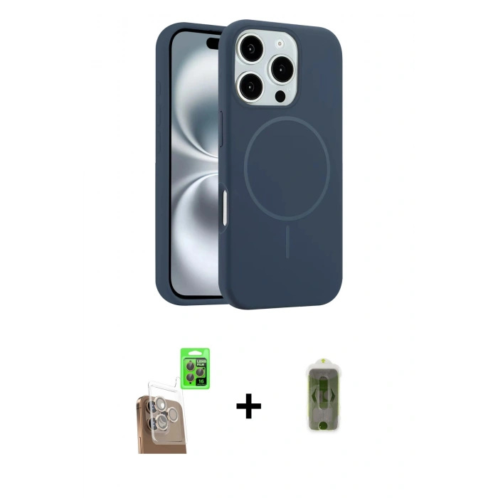 MARSİLYAN™- iPhone 16 Pro Max Kılıf Yankı Form Serisi - Siyah Joko Magic 5D Hayalet Cam + Raze Metal Kamera Lens - CLTM