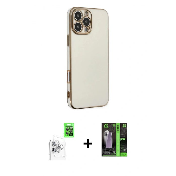 MARSİLYAN™- iPhone 16 Pro Max Kılıf Yankı Serisi - Şeffaf 360 Full Body Arka Koruyucu + Raze Metal Kamera Lens - BZ