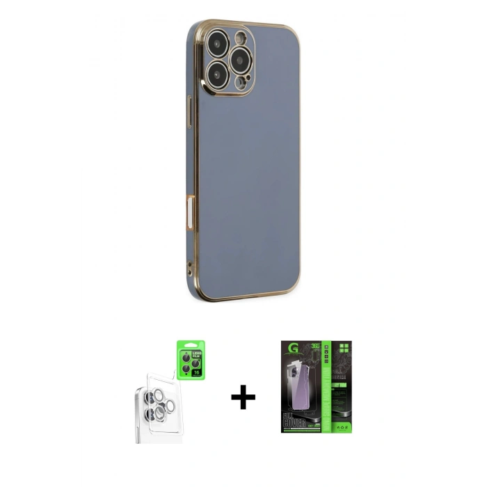 MARSİLYAN™- iPhone 16 Pro Max Kılıf Yankı Serisi - Şeffaf 360 Full Body Arka Koruyucu + Raze Metal Kamera Lens - BZ