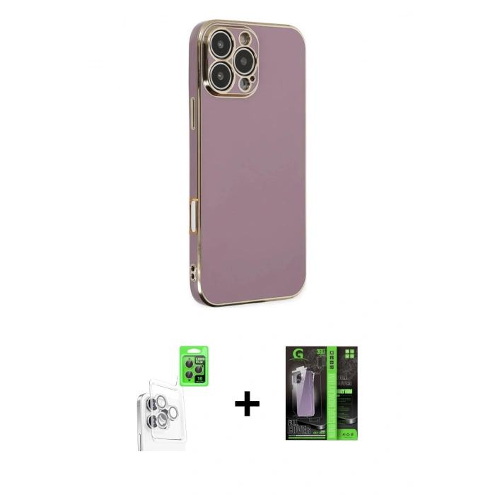MARSİLYAN™- iPhone 16 Pro Max Kılıf Yankı Serisi - Şeffaf 360 Full Body Arka Koruyucu + Raze Metal Kamera Lens - BZ