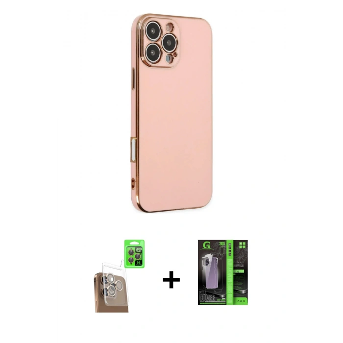 MARSİLYAN™- iPhone 16 Pro Max Kılıf Yankı Serisi - Şeffaf 360 Full Body Arka Koruyucu + Raze Metal Kamera Lens - CLTM