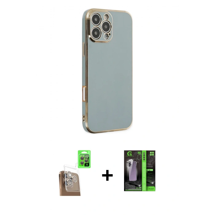 MARSİLYAN™- iPhone 16 Pro Max Kılıf Yankı Serisi - Şeffaf 360 Full Body Arka Koruyucu + Raze Metal Kamera Lens - CLTM
