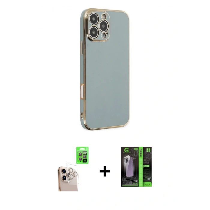 MARSİLYAN™- iPhone 16 Pro Max Kılıf Yankı Serisi - Şeffaf 360 Full Body Arka Koruyucu + Raze Metal Kamera Lens - NLGY