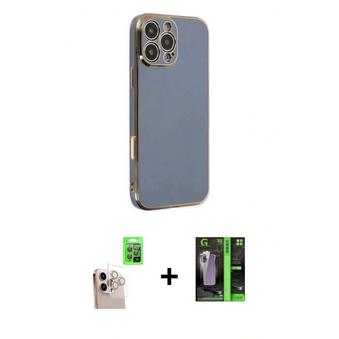 MARSİLYAN™- iPhone 16 Pro Max Kılıf Yankı Serisi - Şeffaf 360 Full Body Arka Koruyucu + Raze Metal Kamera Lens - NLGY