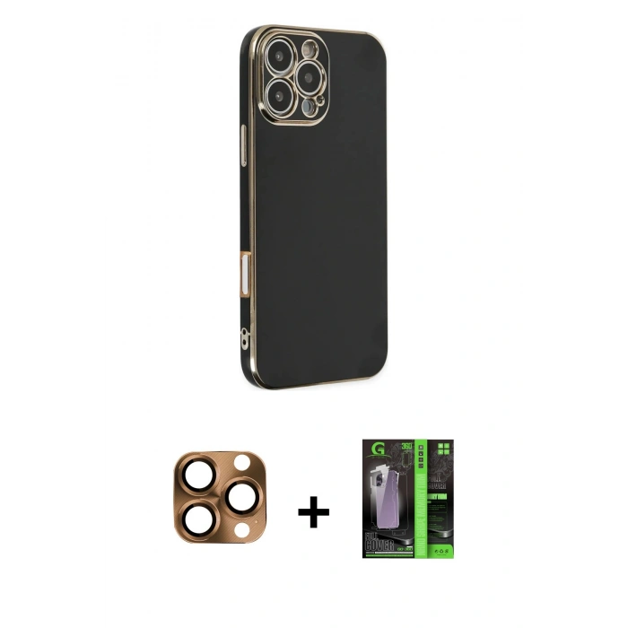 MARSİLYAN™- iPhone 16 Pro Max Kılıf Yankı Serisi - Şeffaf 360 Full Body Arka Koruyucu + Pers Alüminyum Kamera Lens - CLTM