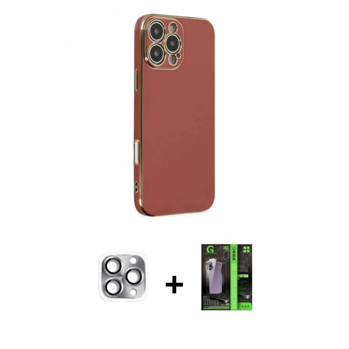 MARSİLYAN™- iPhone 16 Pro Max Kılıf Yankı Serisi - Şeffaf 360 Full Body Arka Koruyucu + Pers Alüminyum Kamera Lens - GI
