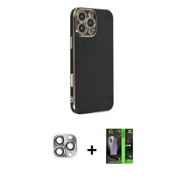 MARSİLYAN™- iPhone 16 Pro Max Kılıf Yankı Serisi - Şeffaf 360 Full Body Arka Koruyucu + Pers Alüminyum Kamera Lens - GI