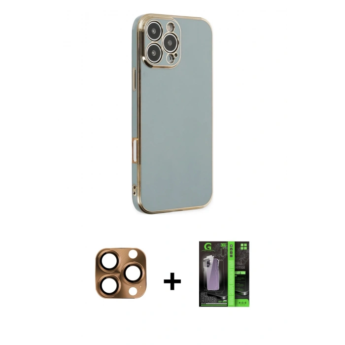 MARSİLYAN™- iPhone 16 Pro Max Kılıf Yankı Serisi - Şeffaf 360 Full Body Arka Koruyucu + Pers Alüminyum Kamera Lens - CLTM