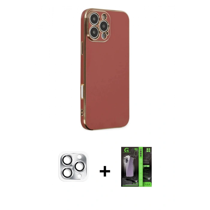 MARSİLYAN™- iPhone 16 Pro Max Kılıf Yankı Serisi - Şeffaf 360 Full Body Arka Koruyucu + Pers Alüminyum Kamera Lens - GS