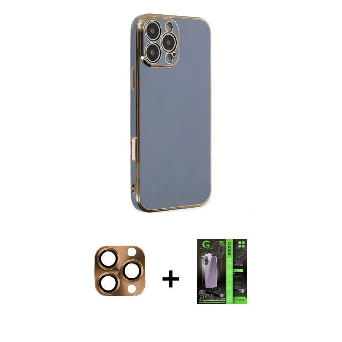 MARSİLYAN™- iPhone 16 Pro Max Kılıf Yankı Serisi - Şeffaf 360 Full Body Arka Koruyucu + Pers Alüminyum Kamera Lens - CLTM