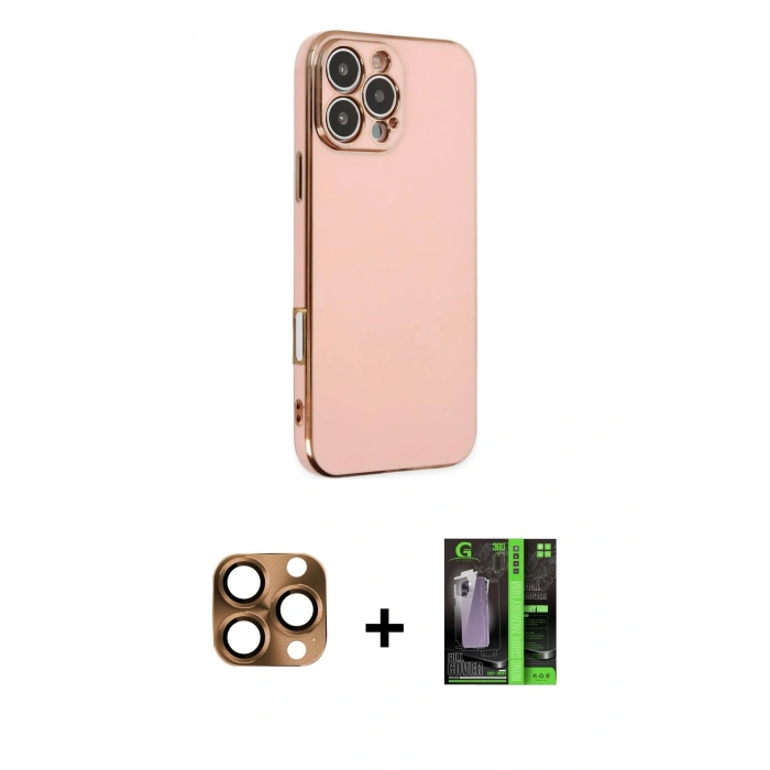 MARSİLYAN™- iPhone 16 Pro Max Kılıf Yankı Serisi - Şeffaf 360 Full Body Arka Koruyucu + Pers Alüminyum Kamera Lens - CLTM