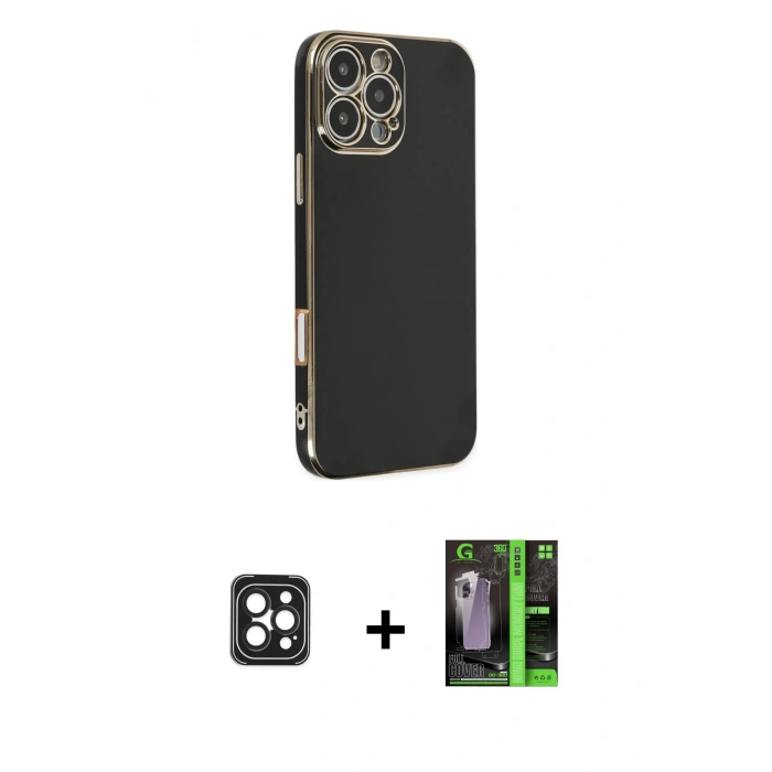 MARSİLYAN™- iPhone 16 Pro Max Kılıf Yankı Serisi - Şeffaf 360 Full Body Arka Koruyucu + PVD Metal Kamera Lens - SH