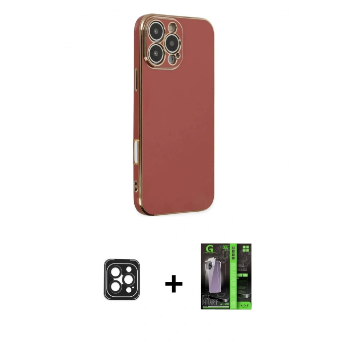 MARSİLYAN™- iPhone 16 Pro Max Kılıf Yankı Serisi - Şeffaf 360 Full Body Arka Koruyucu + PVD Metal Kamera Lens - SH