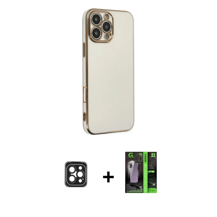 MARSİLYAN™- iPhone 16 Pro Max Kılıf Yankı Serisi - Şeffaf 360 Full Body Arka Koruyucu + PVD Metal Kamera Lens - SH