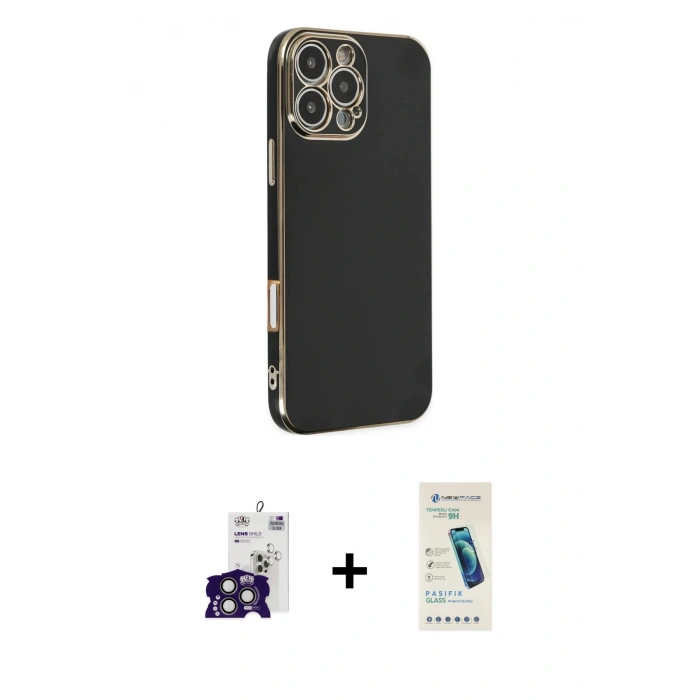 MARSİLYAN™- iPhone 16 Pro Max Kılıf Yankı Serisi - Şeffaf Pasifik Cam Ekran Koruyucu + Bilvis Titan Kamera Lens - TMGI