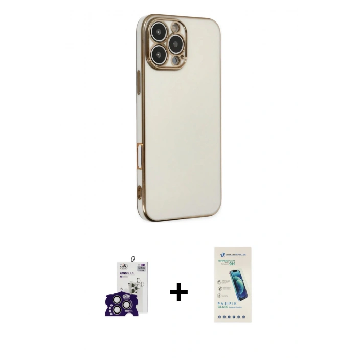 MARSİLYAN™- iPhone 16 Pro Max Kılıf Yankı Serisi - Şeffaf Pasifik Cam Ekran Koruyucu + Bilvis Titan Kamera Lens - TMGI