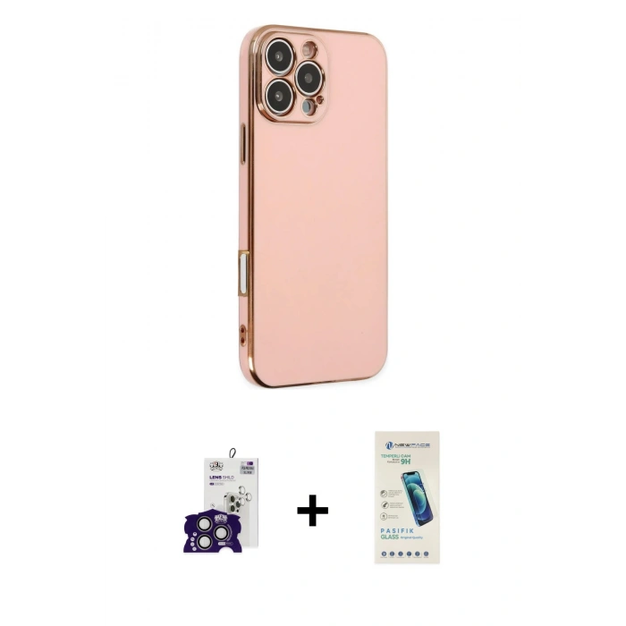 MARSİLYAN™- iPhone 16 Pro Max Kılıf Yankı Serisi - Şeffaf Pasifik Cam Ekran Koruyucu + Bilvis Titan Kamera Lens - TMGI
