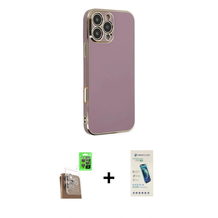 MARSİLYAN™- iPhone 16 Pro Max Kılıf Yankı Serisi - Şeffaf Pasifik Cam Ekran Koruyucu + Raze Metal Kamera Lens - CLTM