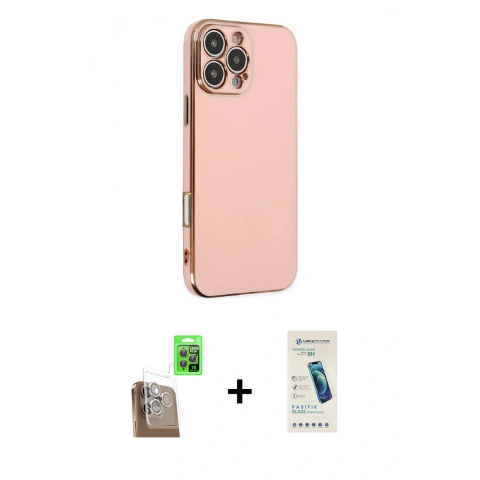 MARSİLYAN™- iPhone 16 Pro Max Kılıf Yankı Serisi - Şeffaf Pasifik Cam Ekran Koruyucu + Raze Metal Kamera Lens - CLTM