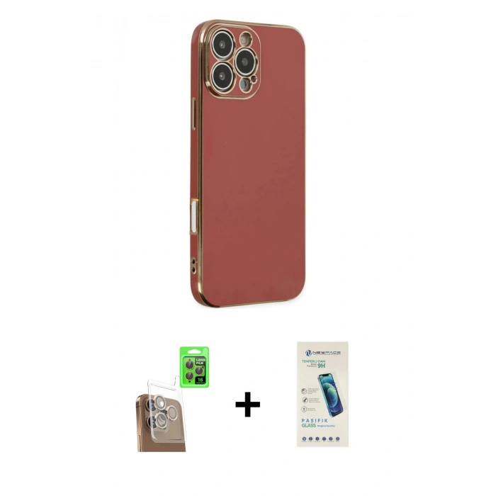 MARSİLYAN™- iPhone 16 Pro Max Kılıf Yankı Serisi - Şeffaf Pasifik Cam Ekran Koruyucu + Raze Metal Kamera Lens - CLTM