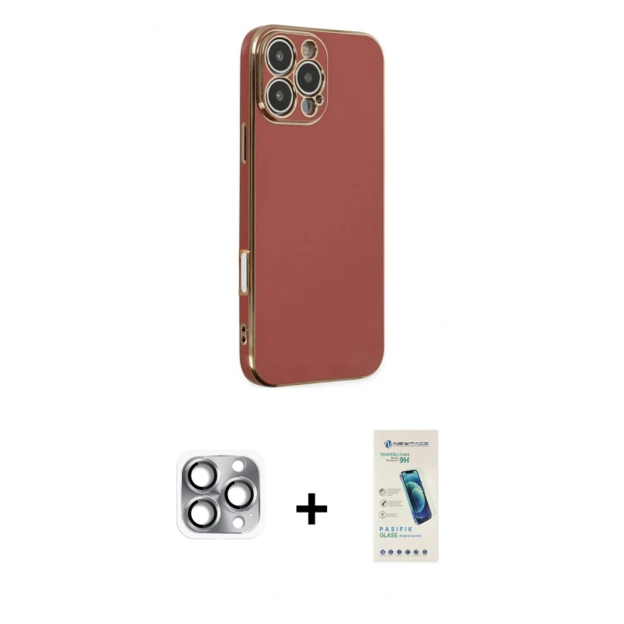 MARSİLYAN™- iPhone 16 Pro Max Kılıf Yankı Serisi - Şeffaf Pasifik Cam Ekran Koruyucu + Pers Alüminyum Kamera Lens - GI