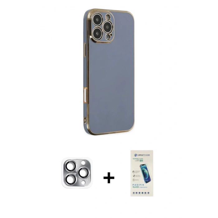 MARSİLYAN™- iPhone 16 Pro Max Kılıf Yankı Serisi - Şeffaf Pasifik Cam Ekran Koruyucu + Pers Alüminyum Kamera Lens - GI