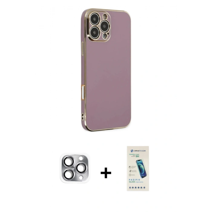 MARSİLYAN™- iPhone 16 Pro Max Kılıf Yankı Serisi - Şeffaf Pasifik Cam Ekran Koruyucu + Pers Alüminyum Kamera Lens - GI
