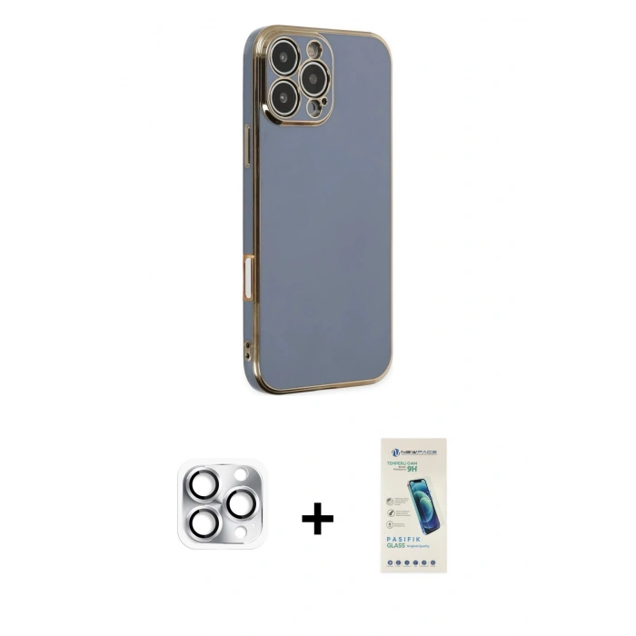 MARSİLYAN™- iPhone 16 Pro Max Kılıf Yankı Serisi - Şeffaf Pasifik Cam Ekran Koruyucu + Pers Alüminyum Kamera Lens - GS