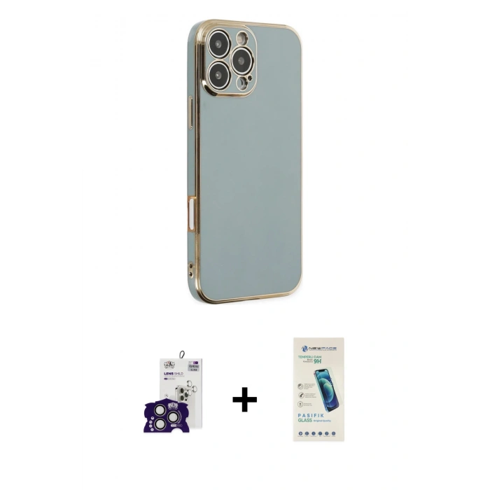 MARSİLYAN™- iPhone 16 Pro Max Kılıf Yankı Serisi - Şeffaf Pasifik Cam Ekran Koruyucu + Bilvis Titan Kamera Lens - TMGI