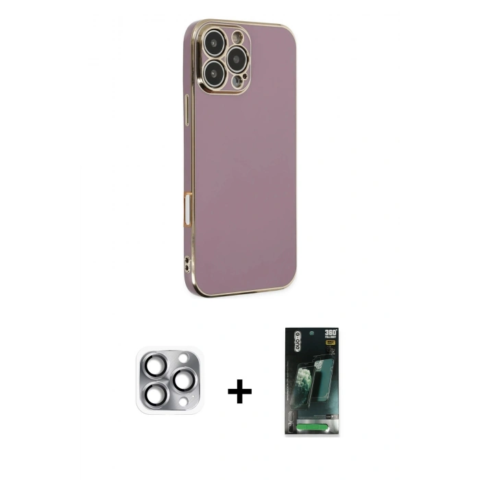 MARSİLYAN™- iPhone 16 Pro Max Kılıf Yankı Serisi - Siyah 360 Mat Full Body Arka Koruyucu + Pers Alüminyum Kamera Lens - GI