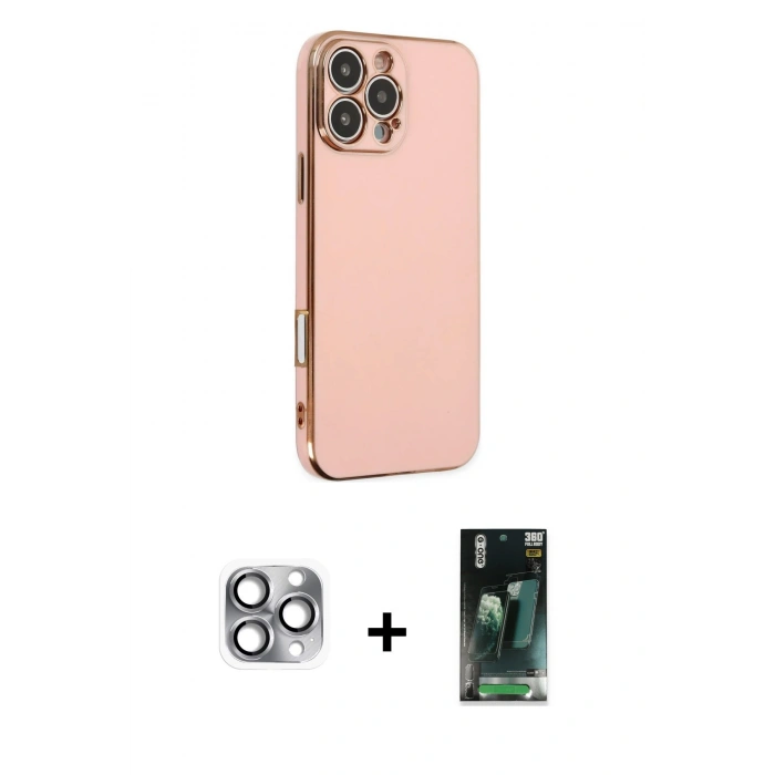 MARSİLYAN™- iPhone 16 Pro Max Kılıf Yankı Serisi - Siyah 360 Mat Full Body Arka Koruyucu + Pers Alüminyum Kamera Lens - GI