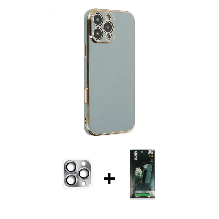 MARSİLYAN™- iPhone 16 Pro Max Kılıf Yankı Serisi - Siyah 360 Mat Full Body Arka Koruyucu + Pers Alüminyum Kamera Lens - GI