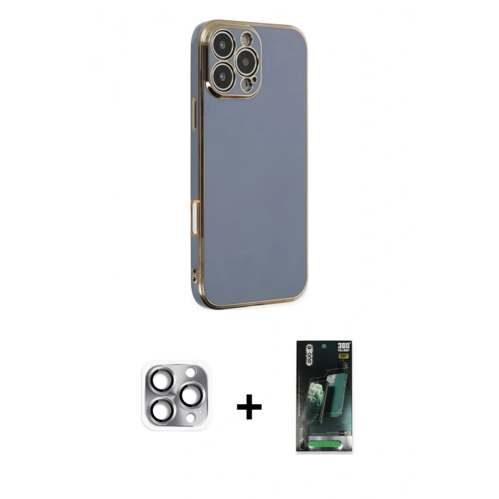 MARSİLYAN™- iPhone 16 Pro Max Kılıf Yankı Serisi - Siyah 360 Mat Full Body Arka Koruyucu + Pers Alüminyum Kamera Lens - GI