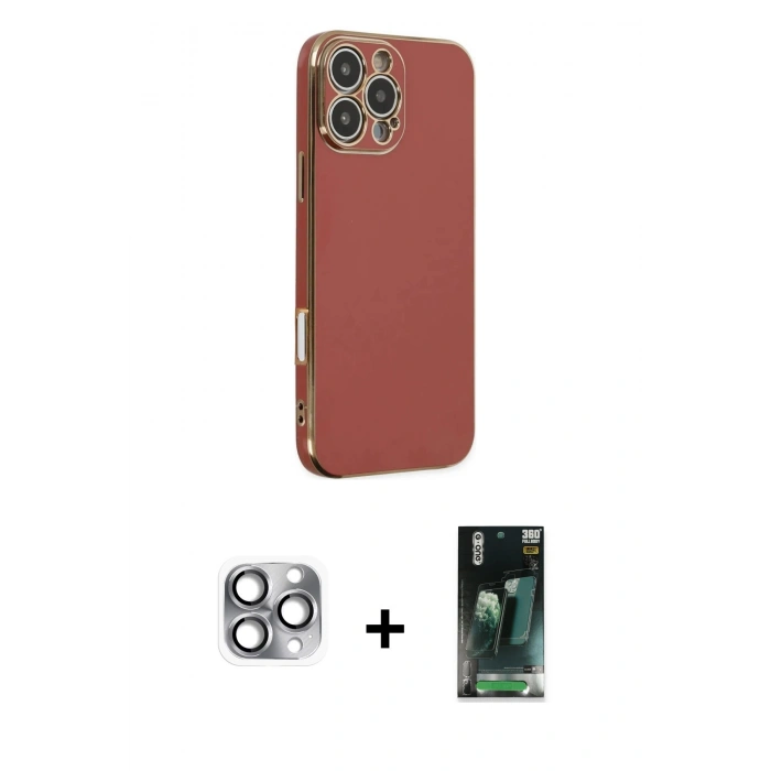 MARSİLYAN™- iPhone 16 Pro Max Kılıf Yankı Serisi - Siyah 360 Mat Full Body Arka Koruyucu + Pers Alüminyum Kamera Lens - GI