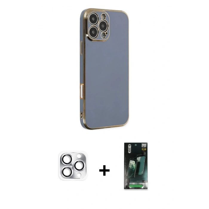 MARSİLYAN™- iPhone 16 Pro Max Kılıf Yankı Serisi - Siyah 360 Mat Full Body Arka Koruyucu + Pers Alüminyum Kamera Lens - GS