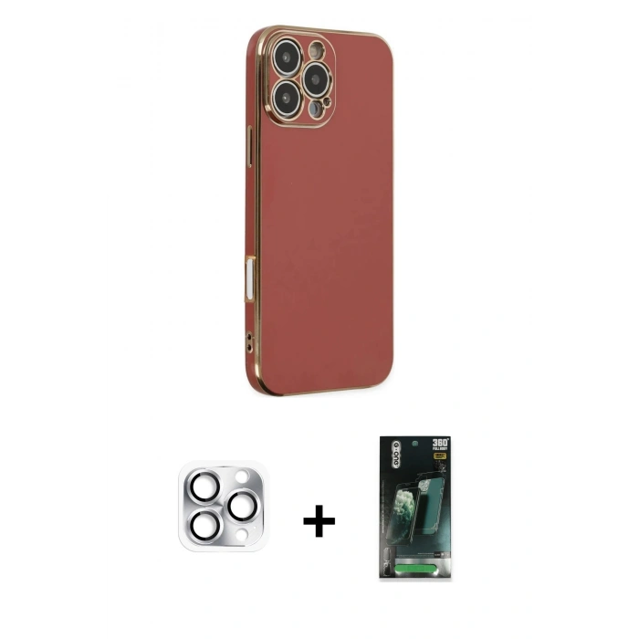 MARSİLYAN™- iPhone 16 Pro Max Kılıf Yankı Serisi - Siyah 360 Mat Full Body Arka Koruyucu + Pers Alüminyum Kamera Lens - GS