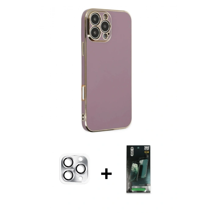 MARSİLYAN™- iPhone 16 Pro Max Kılıf Yankı Serisi - Siyah 360 Mat Full Body Arka Koruyucu + Pers Alüminyum Kamera Lens - GS