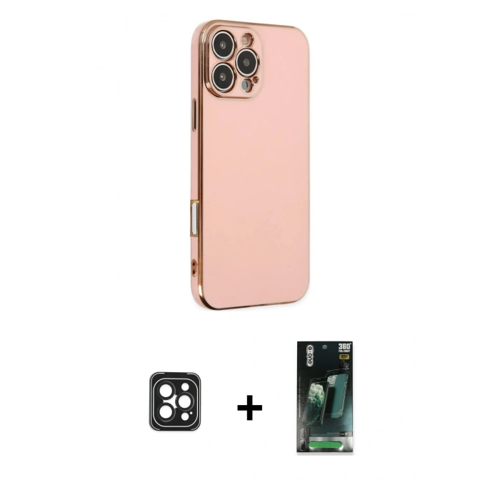 MARSİLYAN™- iPhone 16 Pro Max Kılıf Yankı Serisi - Siyah 360 Mat Full Body Arka Koruyucu + PVD Metal Kamera Lens - SH