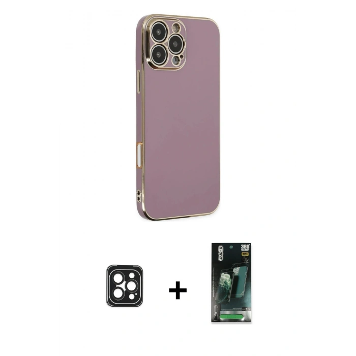 MARSİLYAN™- iPhone 16 Pro Max Kılıf Yankı Serisi - Siyah 360 Mat Full Body Arka Koruyucu + PVD Metal Kamera Lens - SH