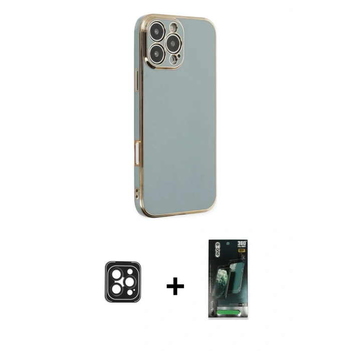 MARSİLYAN™- iPhone 16 Pro Max Kılıf Yankı Serisi - Siyah 360 Mat Full Body Arka Koruyucu + PVD Metal Kamera Lens - SH