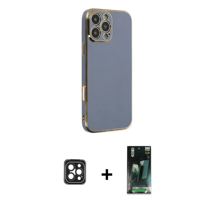 MARSİLYAN™- iPhone 16 Pro Max Kılıf Yankı Serisi - Siyah 360 Mat Full Body Arka Koruyucu + PVD Metal Kamera Lens - SH