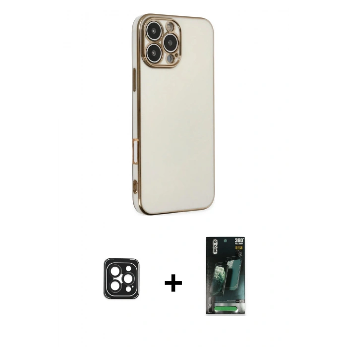 MARSİLYAN™- iPhone 16 Pro Max Kılıf Yankı Serisi - Siyah 360 Mat Full Body Arka Koruyucu + PVD Metal Kamera Lens - SH