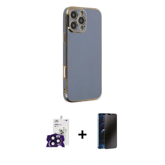 MARSİLYAN™- iPhone 16 Pro Max Kılıf Yankı Serisi - Siyah 3D Antistatik Hayalet Cam Ekran Koruyucu + Bilvis Titan Kamera Lens - SH