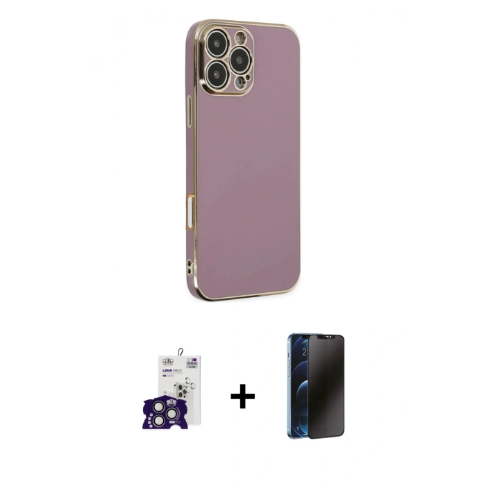 MARSİLYAN™- iPhone 16 Pro Max Kılıf Yankı Serisi - Siyah 3D Antistatik Hayalet Cam Ekran Koruyucu + Bilvis Titan Kamera Lens - TMGI
