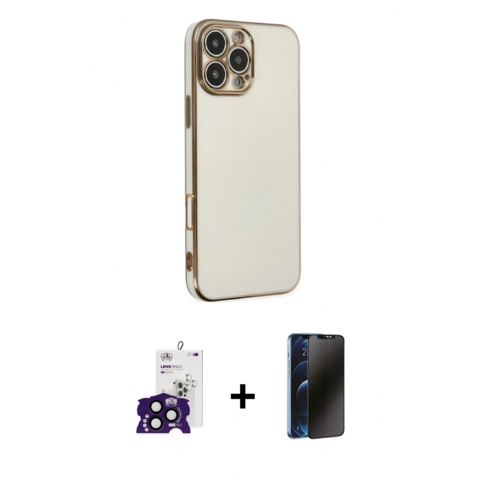 MARSİLYAN™- iPhone 16 Pro Max Kılıf Yankı Serisi - Siyah 3D Antistatik Hayalet Cam Ekran Koruyucu + Bilvis Titan Kamera Lens - SH