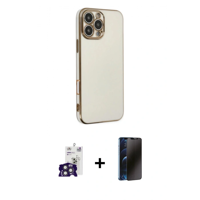 MARSİLYAN™- iPhone 16 Pro Max Kılıf Yankı Serisi - Siyah 3D Antistatik Hayalet Cam Ekran Koruyucu + Bilvis Titan Kamera Lens - TMGI
