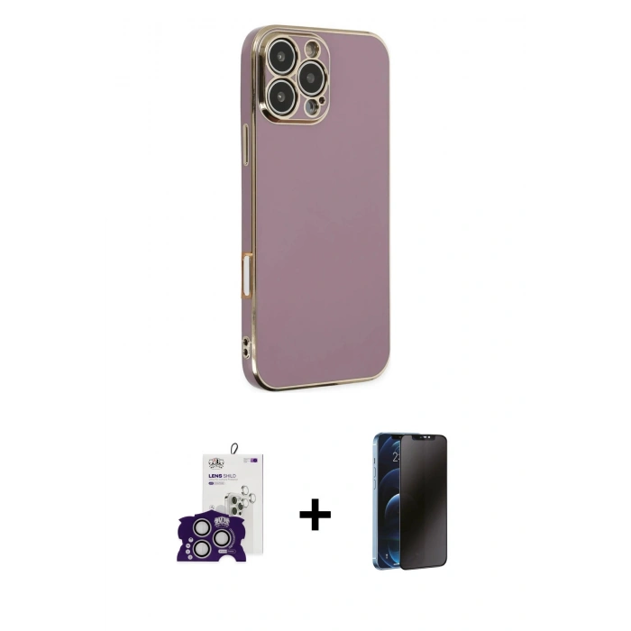 MARSİLYAN™- iPhone 16 Pro Max Kılıf Yankı Serisi - Siyah 3D Antistatik Hayalet Cam Ekran Koruyucu + Bilvis Titan Kamera Lens - GS