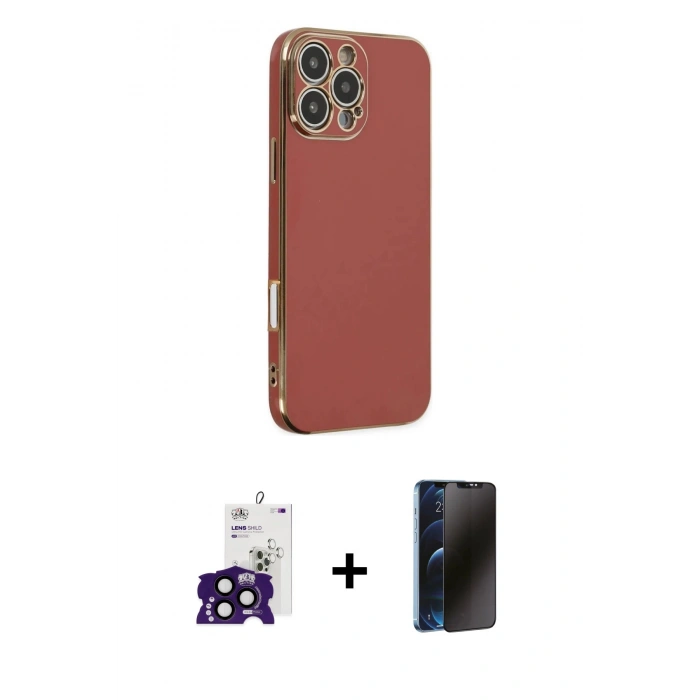 MARSİLYAN™- iPhone 16 Pro Max Kılıf Yankı Serisi - Siyah 3D Antistatik Hayalet Cam Ekran Koruyucu + Bilvis Titan Kamera Lens - SH