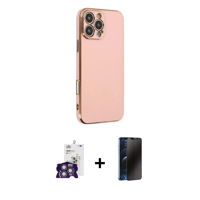 MARSİLYAN™- iPhone 16 Pro Max Kılıf Yankı Serisi - Siyah 3D Antistatik Hayalet Cam Ekran Koruyucu + Bilvis Titan Kamera Lens - GS